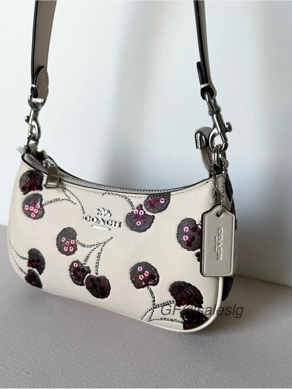 Coach Mini Teri Crossbody & Shoulder Bag Red Cherry Print Silver/chalk CCZ23 NWT